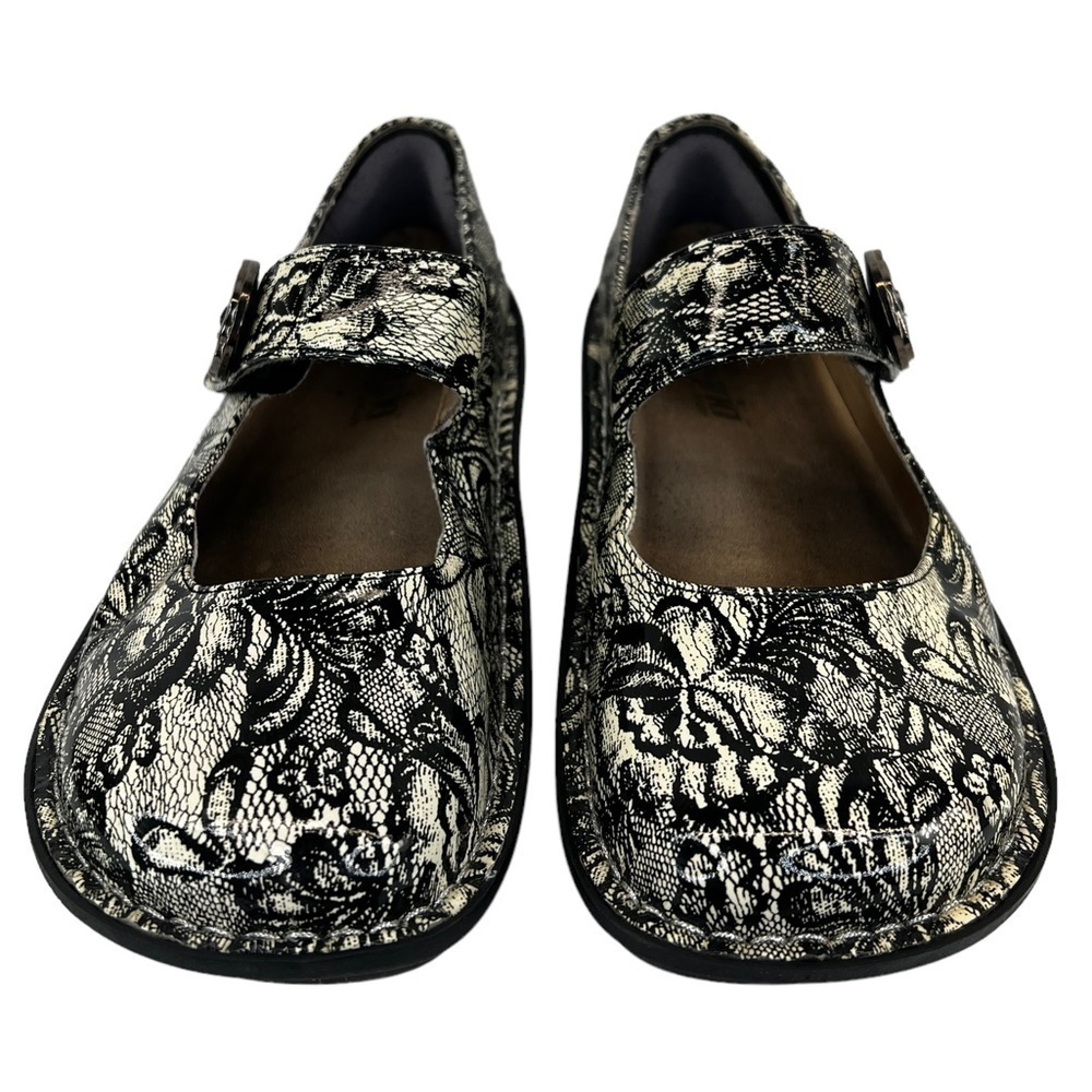 Alegria Paloma Women's Black & Beige Lace Mary Jane Shoes - Picture 12 of 16